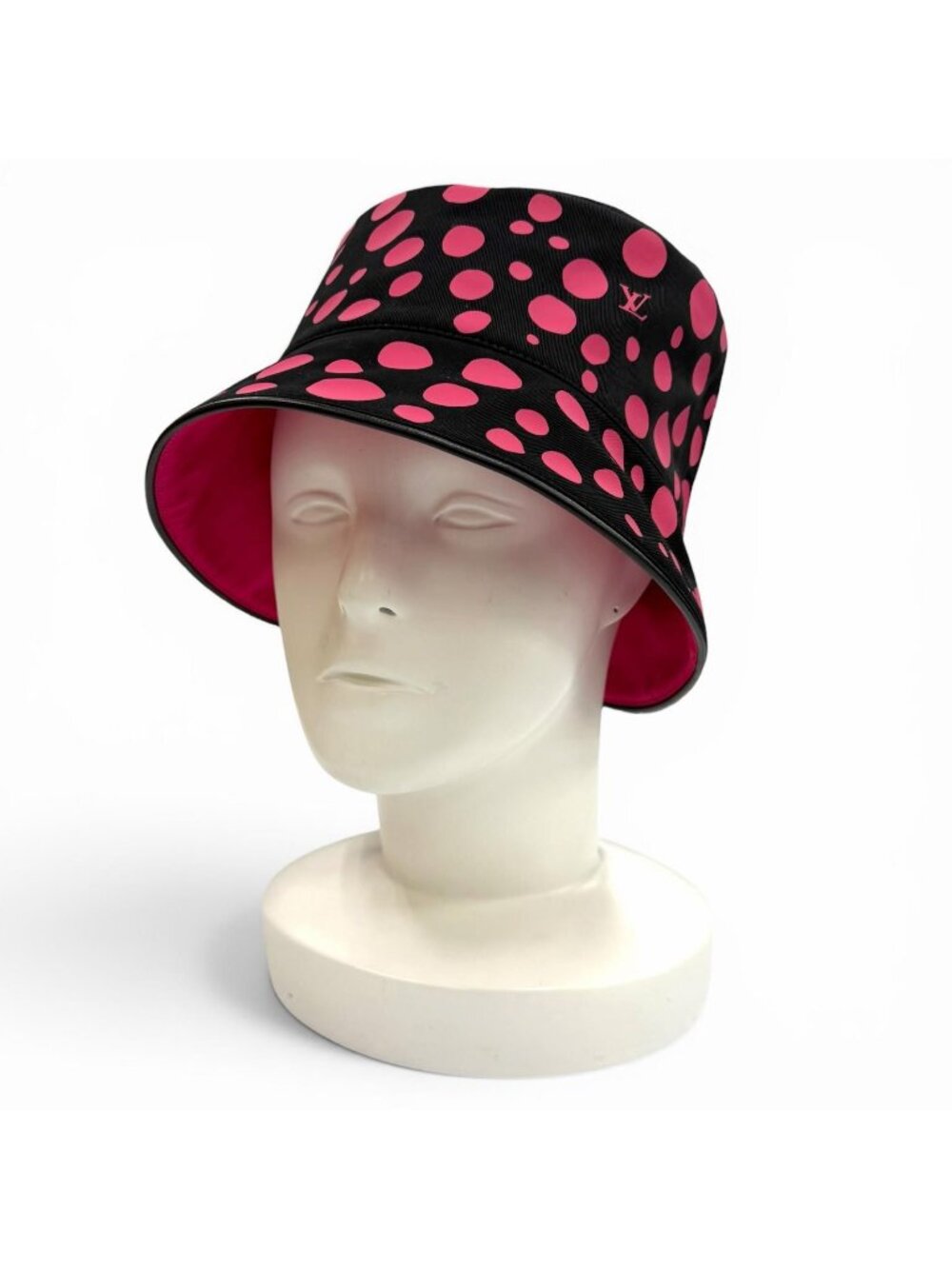 Louis Vuitton Yayoi Kusama Cotton Reversible Infinity Dot Hat Black Pink